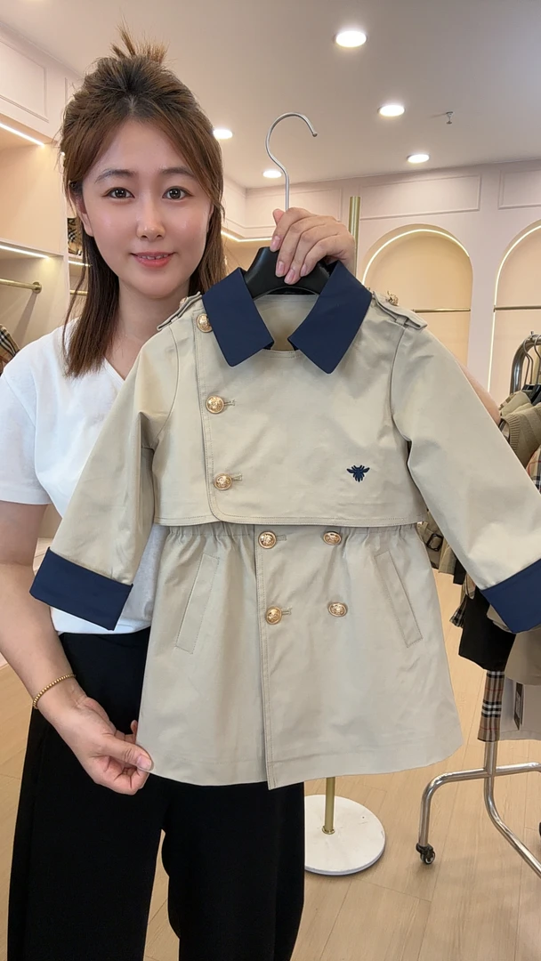 【十七潮奢】66015儿童春秋时尚洋气中长款新款秋季女童风衣两件套
