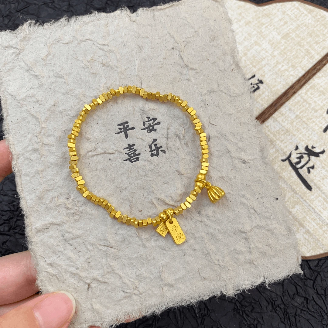 新中式国风金色碎银子几两复古百搭手链