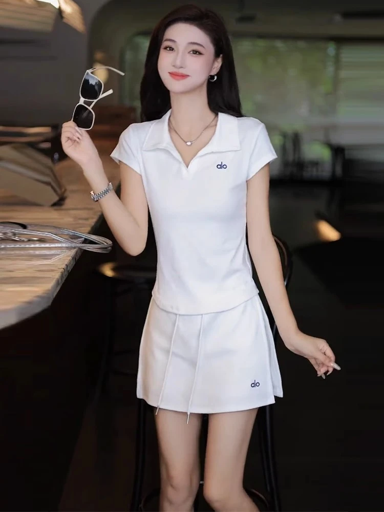 时尚休闲套装女2025夏季新款洋气显瘦短袖POLOT恤短裙裤裙两件套