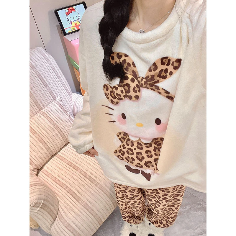 奶fufu法兰绒大码睡衣女2025新款秋冬季珊瑚绒加厚冬天家居服套装