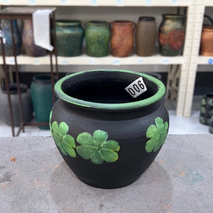 6.18-1微瑕土陶馒头绿花