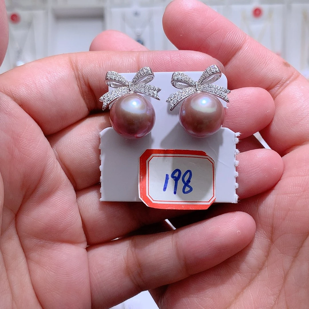 耳饰淡水珍珠银S925镶嵌CC12+