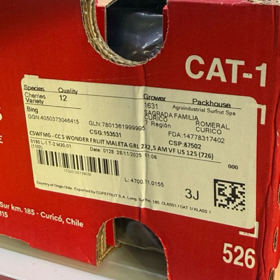 海运BING车厘子3J 5斤装智利