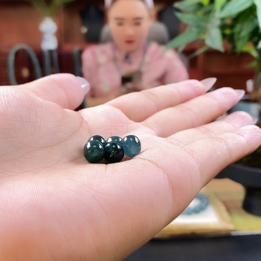 未镶嵌手链翡翠卡7.8mm墨蓝绿多样性发一