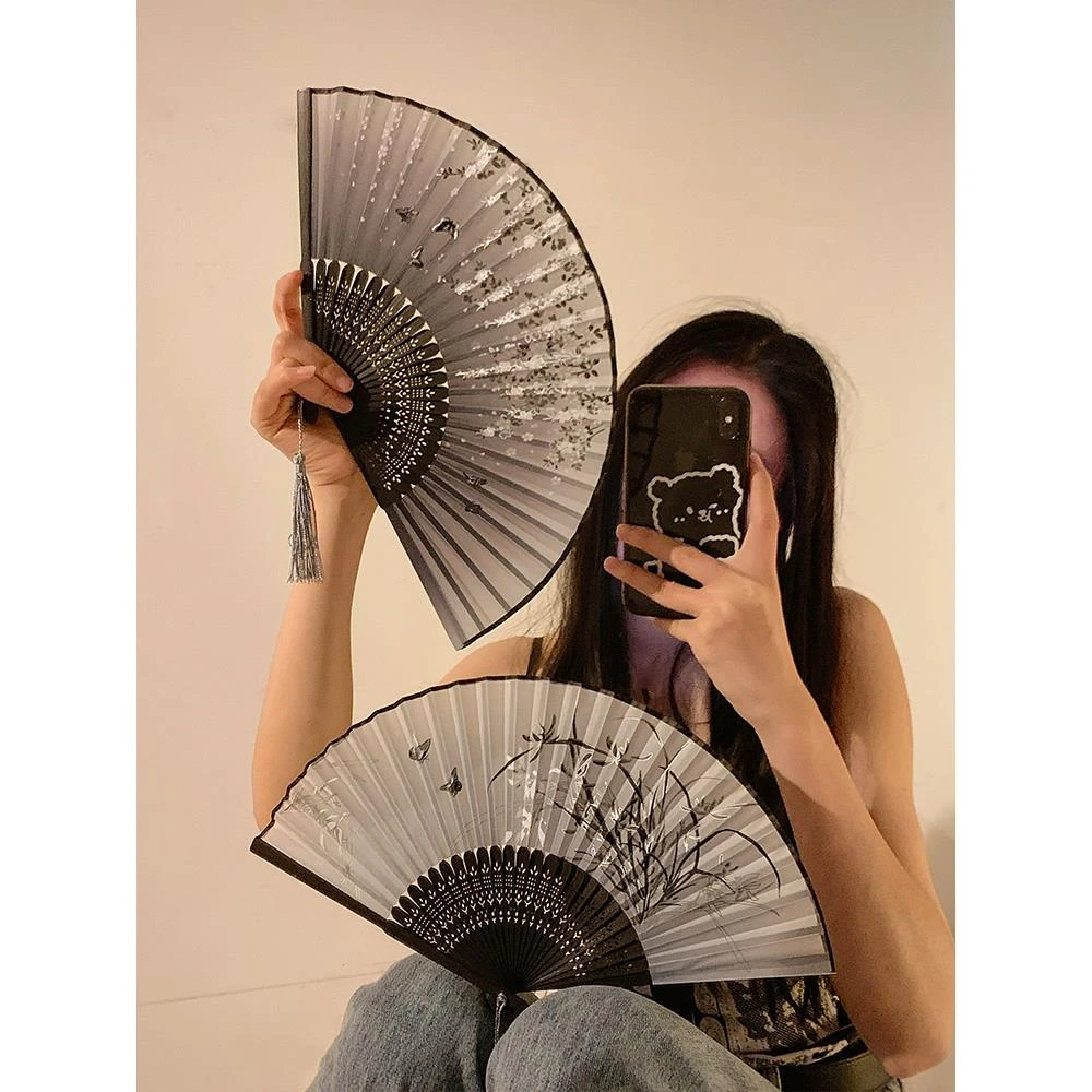 新中式小扇子古风折扇中国风汉服马面裙夏天随身便携中国风竹扇女