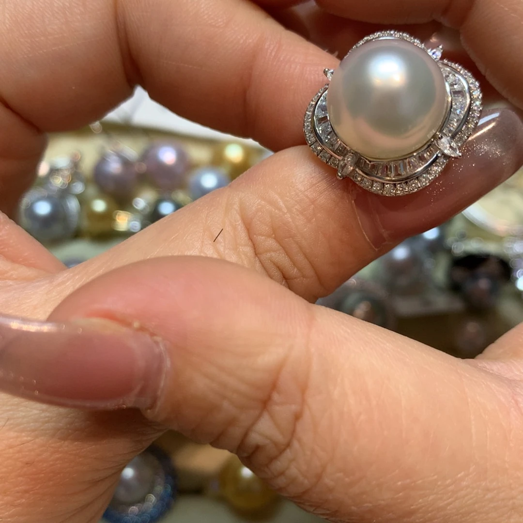 海水珍珠戒指银S925镶嵌