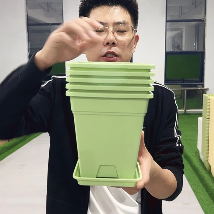 正品方盆口16高18果绿5只带托