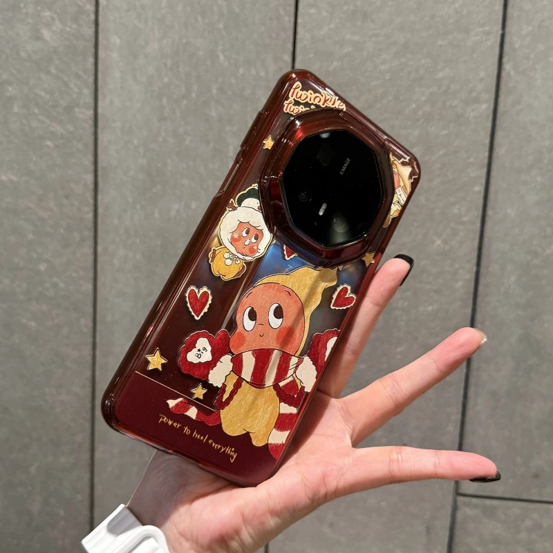 适用华为mate70rs手机壳非凡大师卡通可爱透红边保护新款大脸娃娃