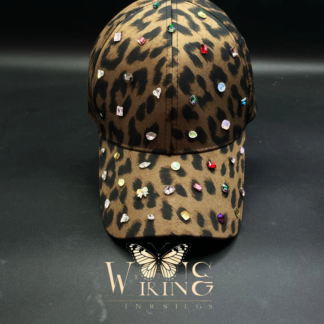 王大嘴原创 “豹纹彩钻”奢华手工彩钻深棕豹纹棒球帽M561