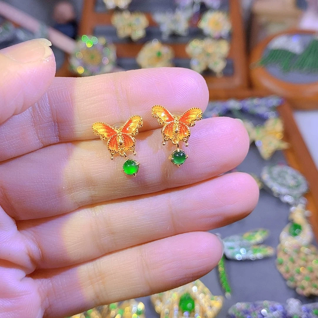 颈饰银S925镶嵌翡翠