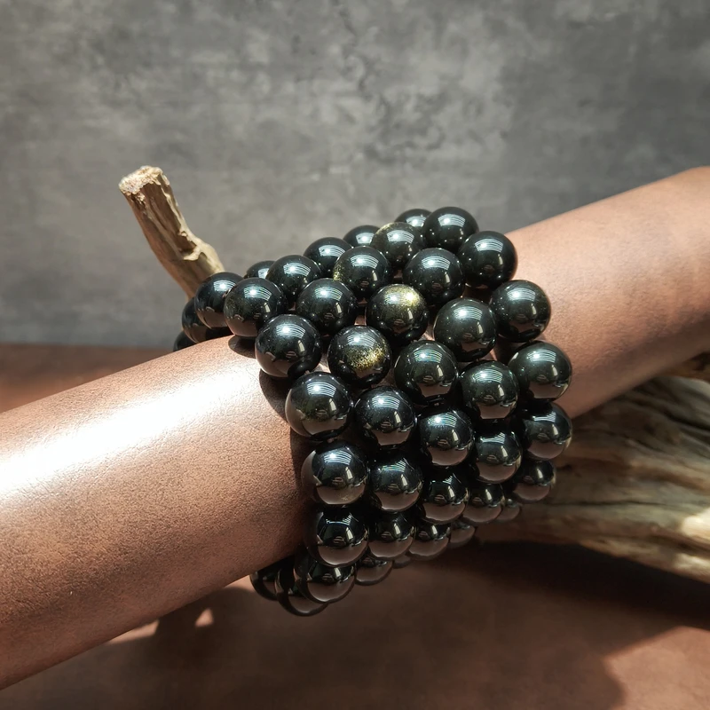 【黑胖珠宝】H0242 金耀石手串 多样性发其一