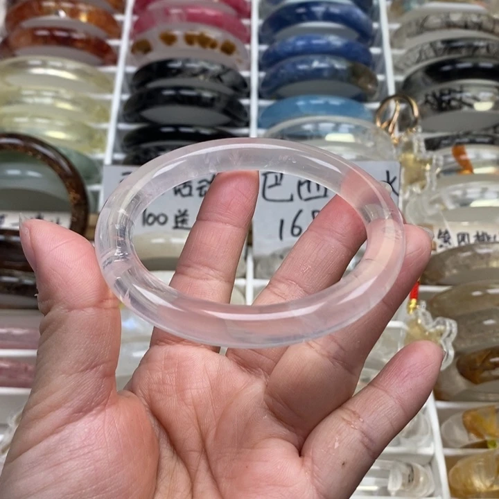 未镶嵌水晶手镯水透粉晶58.2