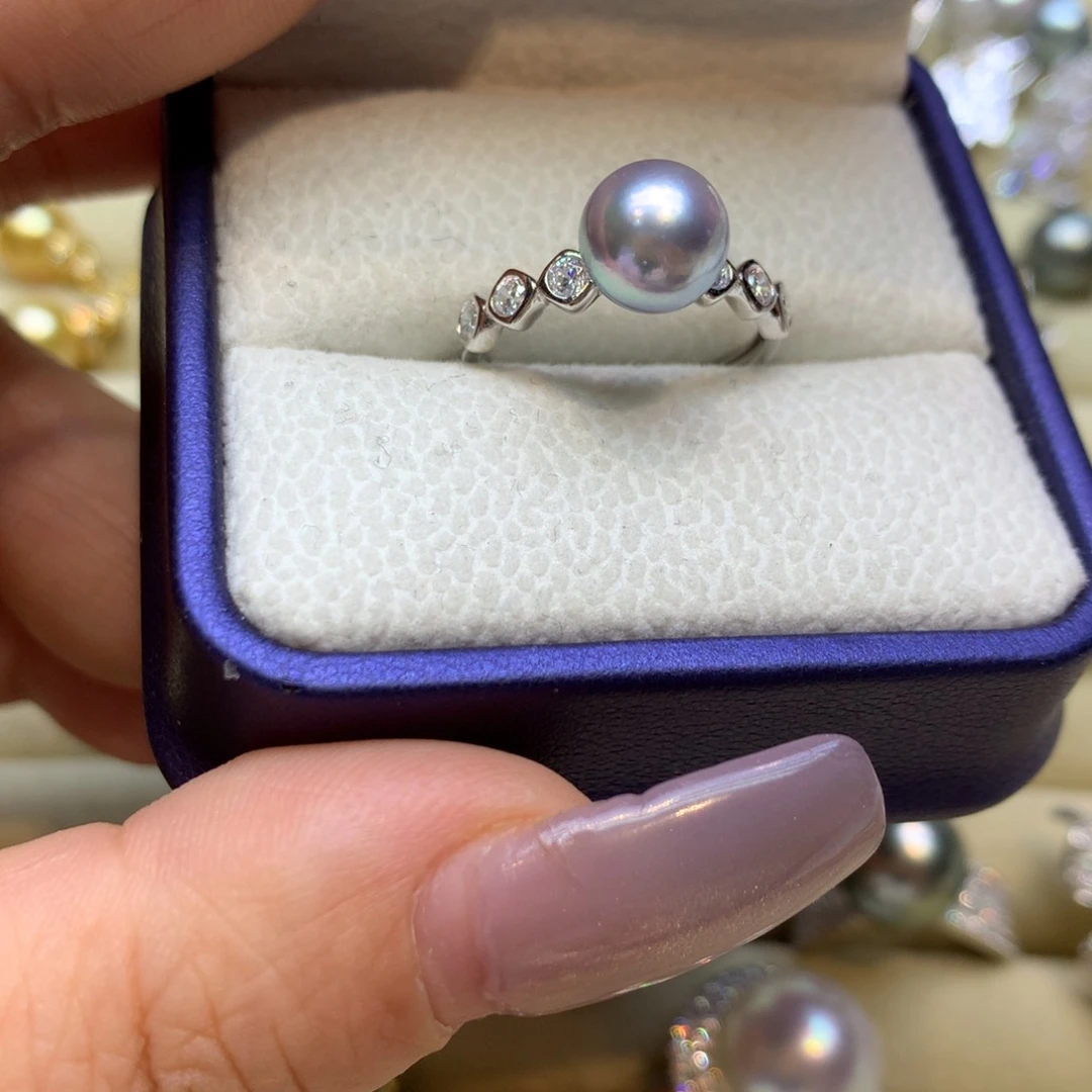 银S925镶嵌戒指海水珍珠