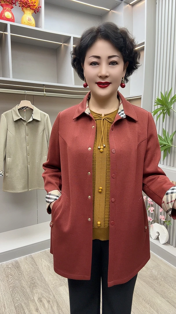 GY#0301春秋时尚气质翻领外套，衣长75