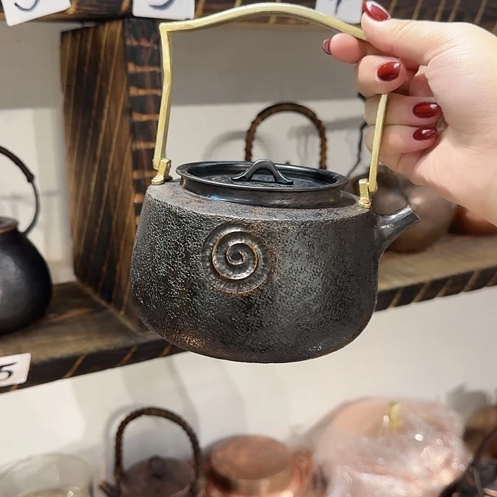 紫铜手工制作摆件提梁北村