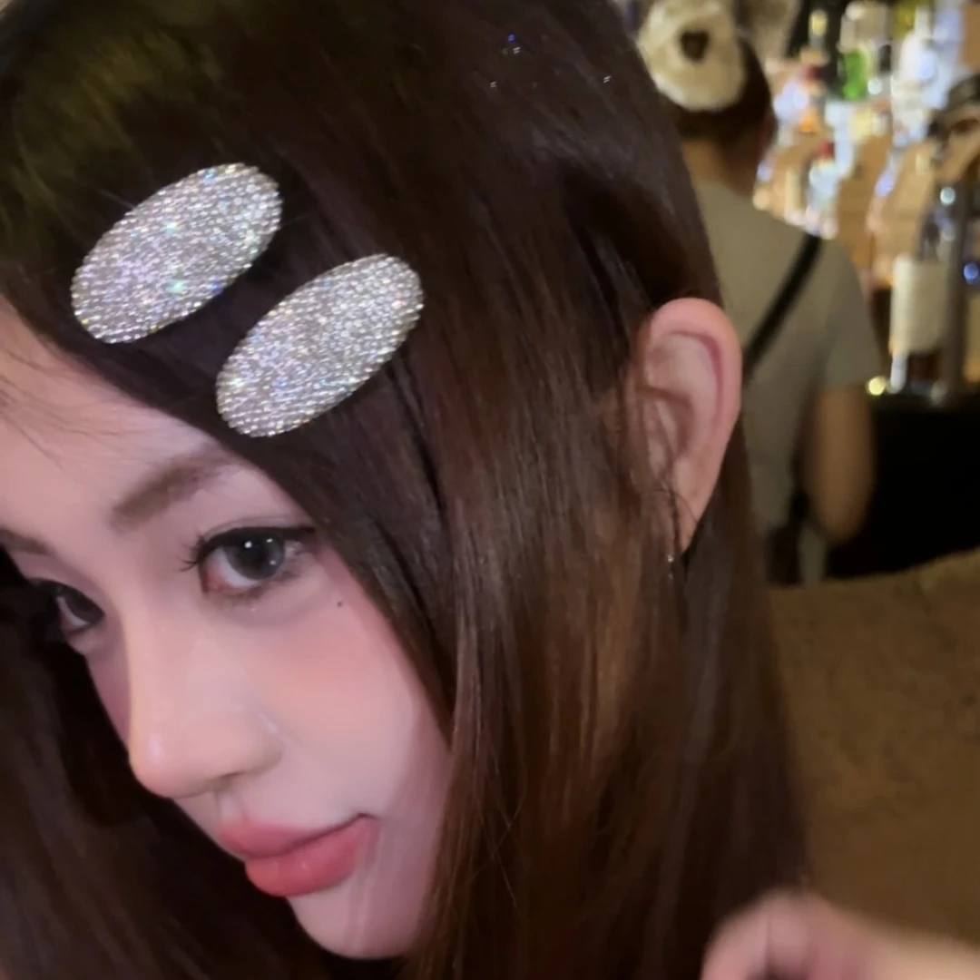 软面闪钻小糖豆～爆闪韩国东大门闪钻椭圆豆甜酷辣妹少女心发夹