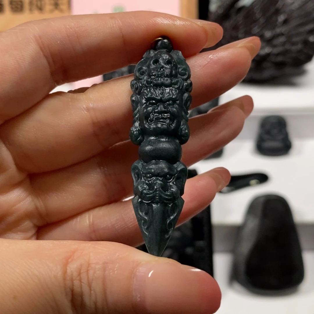未镶嵌定制翡翠天然缅甸墨翠A货降魔杵