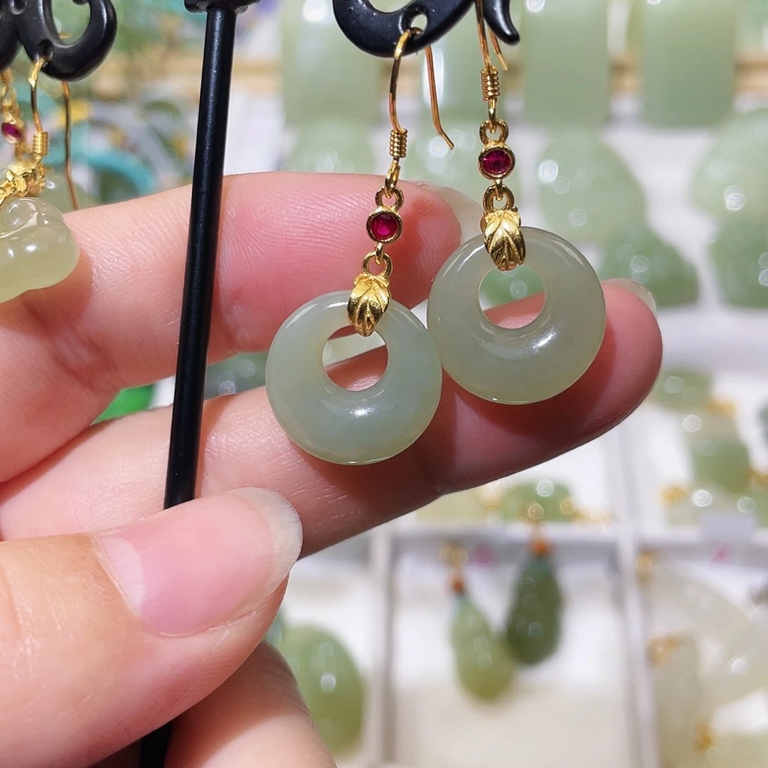 和田玉颈饰银S925镶嵌