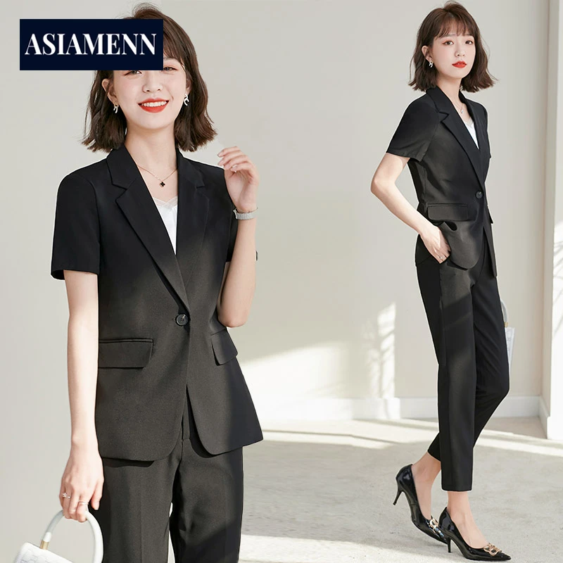 高端西装套装女2025新款夏季薄款职业正装修身显瘦总裁通勤工作装