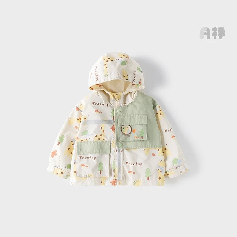 可拆卸防风上衣春秋三防冲锋衣男童女童婴儿户外工装童装宝宝外套