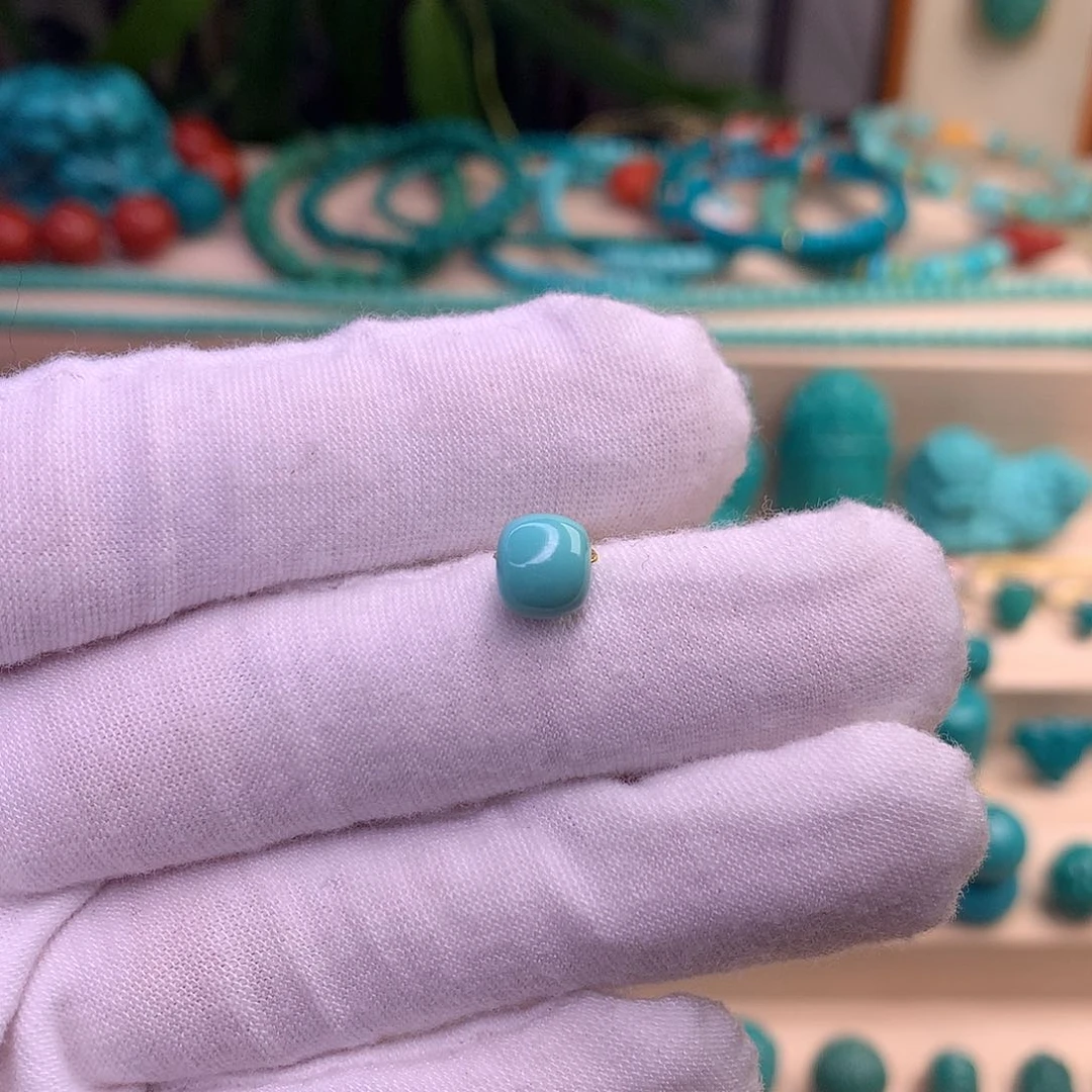 绿松石珠宝半成品未镶嵌冲*虫湖北天然原矿绿松石