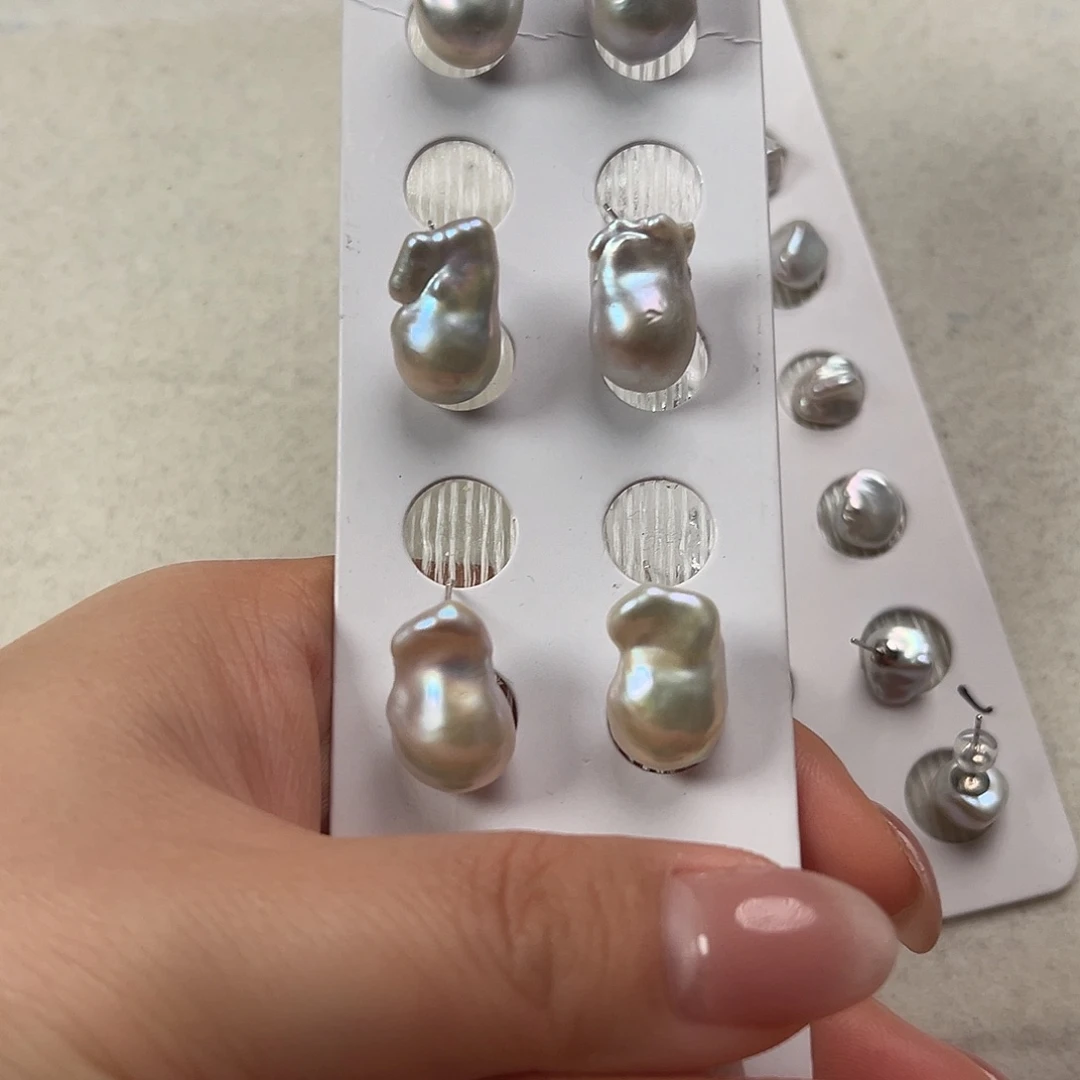 淡水珍珠耳饰银S925镶嵌