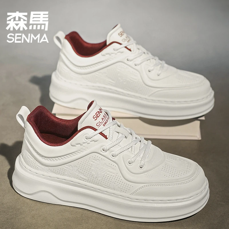 森马男鞋春夏款皮面透气百搭板鞋时尚潮流休闲鞋软底轻便运动鞋