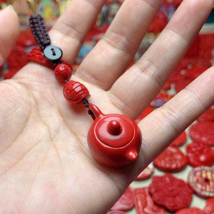 天然辰砂工艺品朱砂钥匙扣
