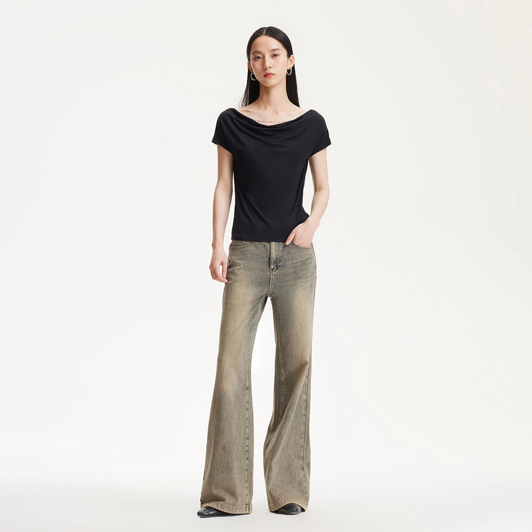 Vero ModaT恤女【自在简意】可拆卸链条装饰荡领千金325101042