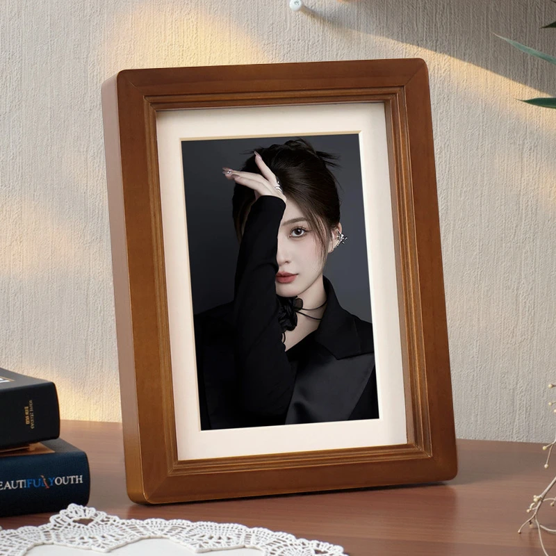 实木相框照片冲印相框摆台高级感7寸8寸10寸打印空框diy装裱摆件