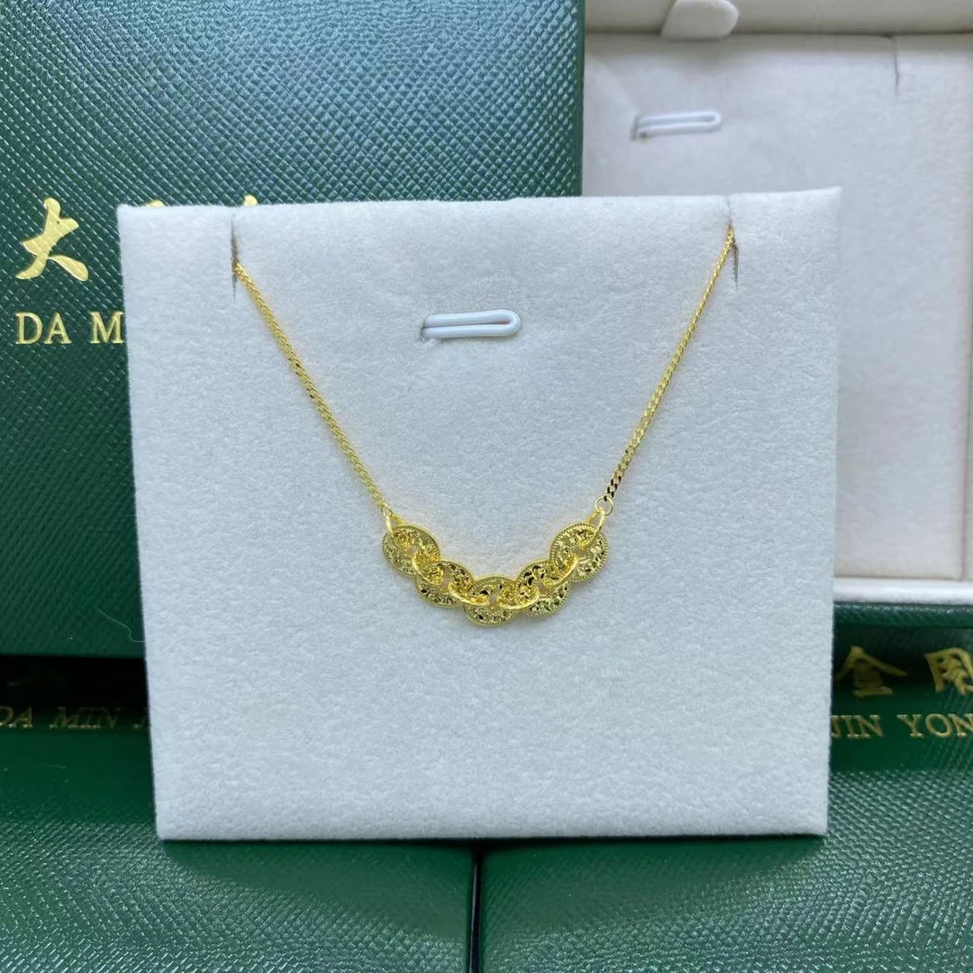 #7255黄18K金Au750鱼鳞五帝币精品套链