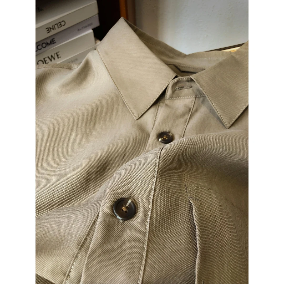 Austria进口冰凉桑感天丝棉薄款短袖衬衫男士2025新款休闲衬衣男