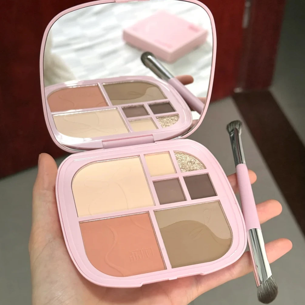 荔树八色多功能眼部面部综合盘修容提亮遮瑕腮红初学者一体盘彩妆