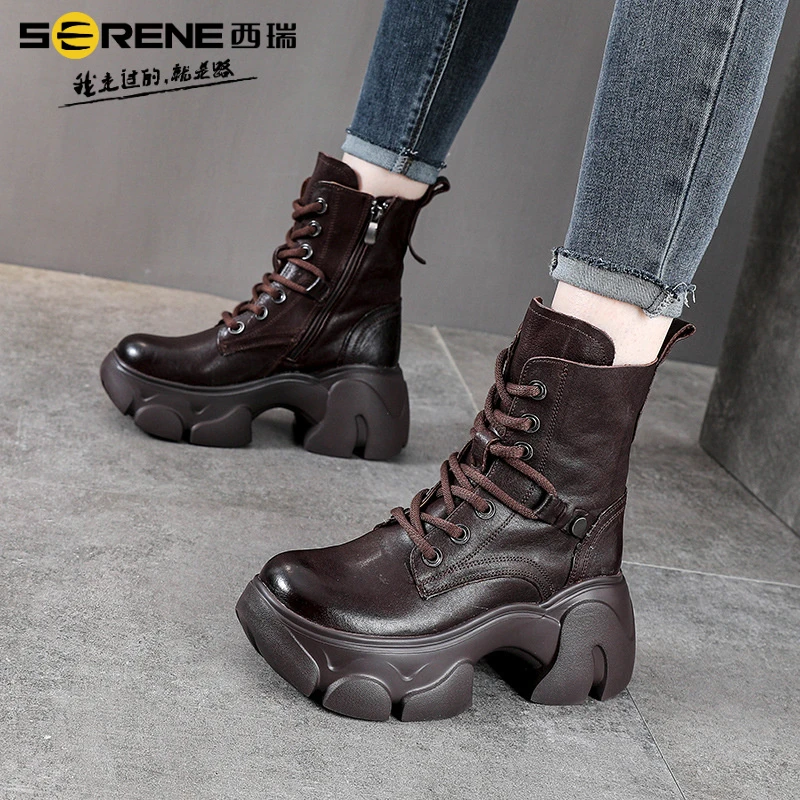 『明星同款』西瑞冬季新款靴子女款小个子厚底鞋女款2025新款爆款