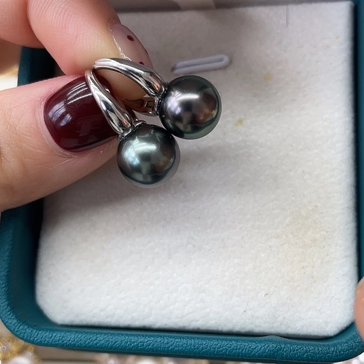 银S925镶嵌海水珍珠耳饰