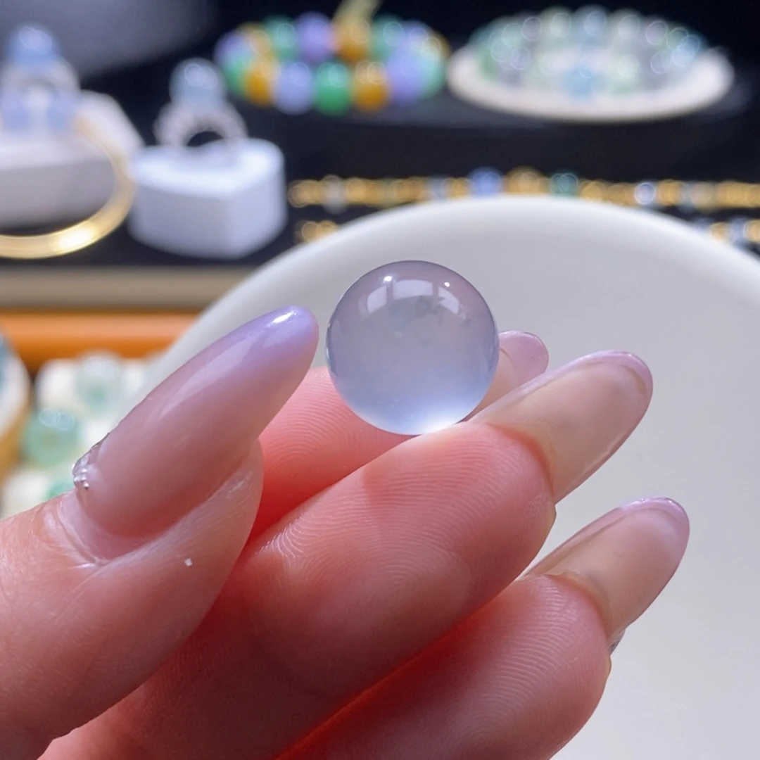 翡翠未镶嵌颈饰翡翠蓝钢飘花珠