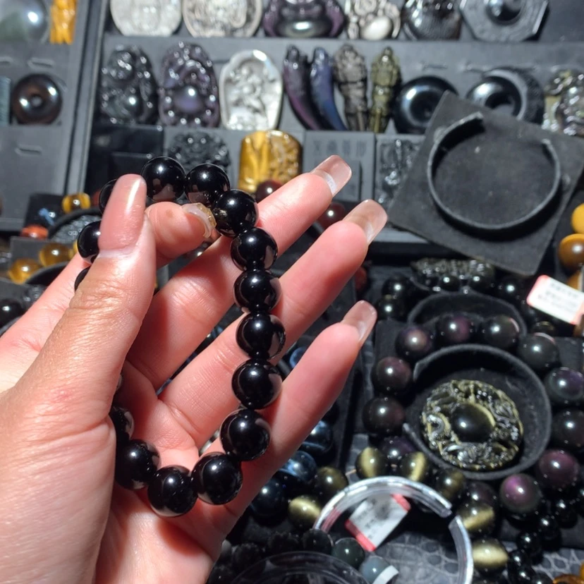 【闪购商品】黑曜岩珠宝奇石未镶嵌木****w