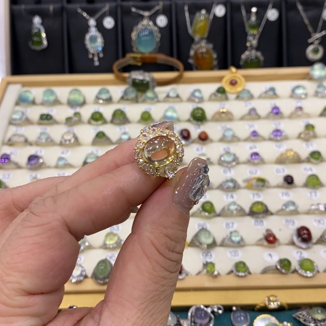 蛇纹石玉珠宝半成品银S925镶嵌?***弯