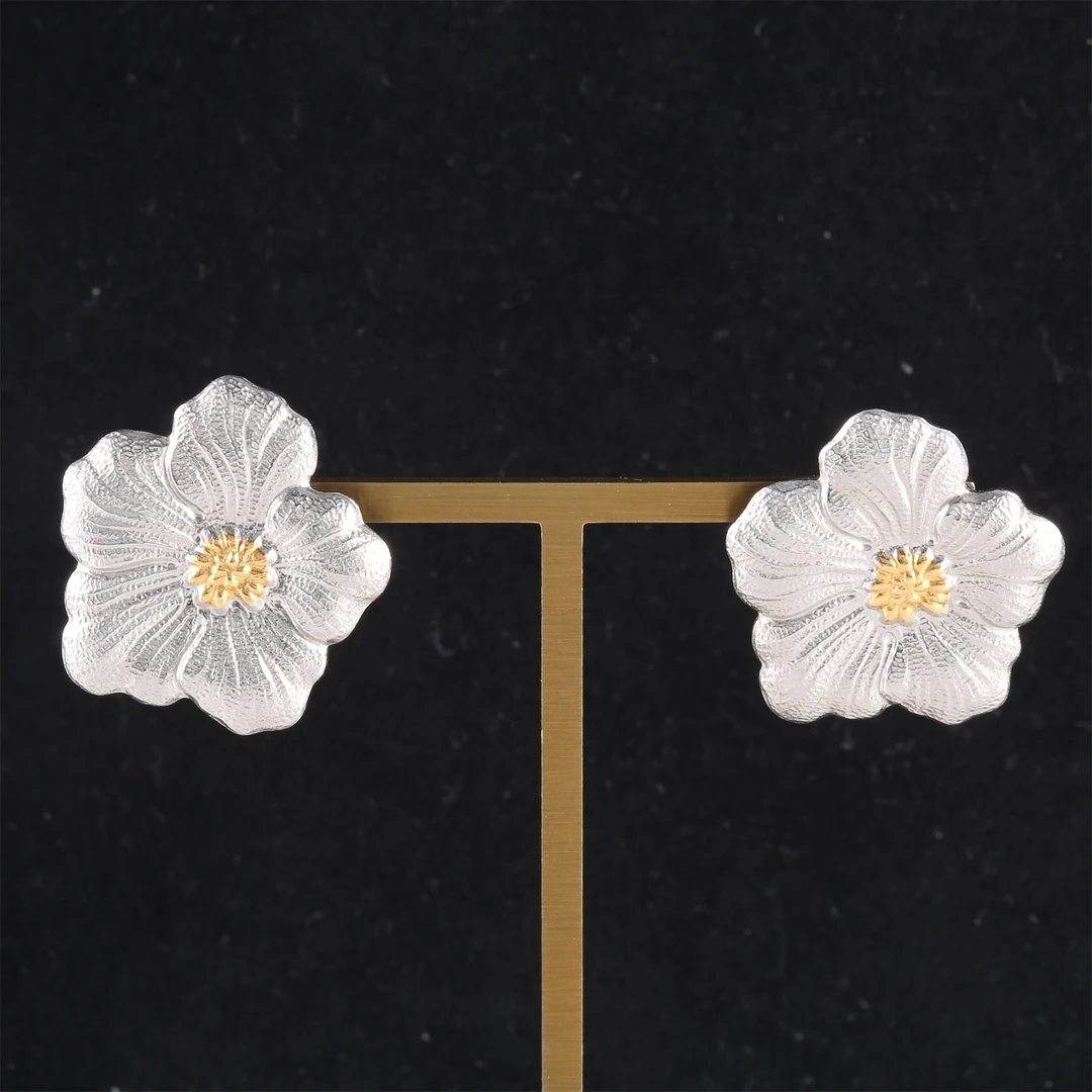 99新  小花佳珊P205336609 栀子花/大号 耳钉 AG925 银