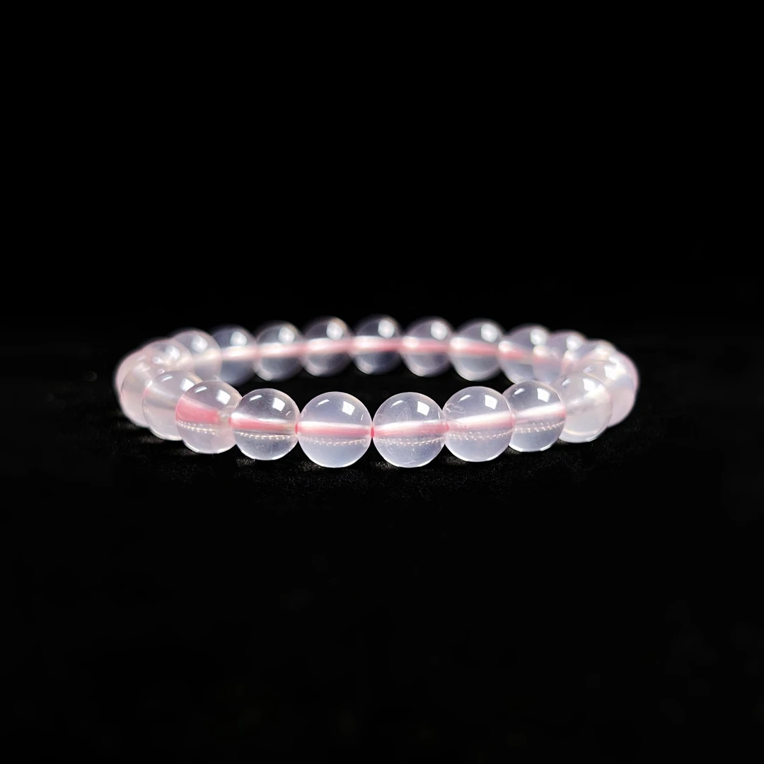 FUWAIWAI/福歪歪天然粉水晶单圈简约干净素圈圆珠手串