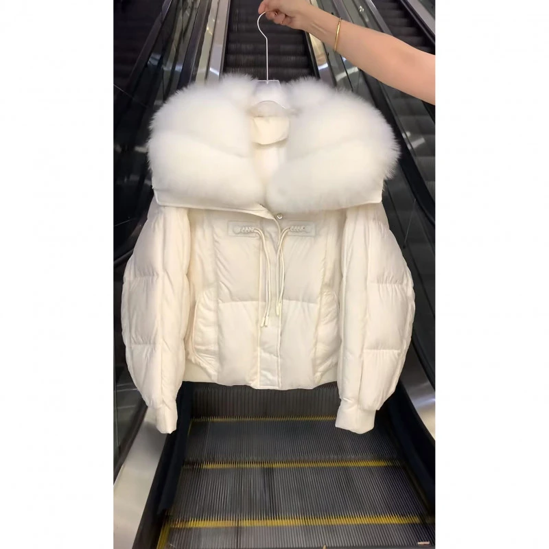 国风设计感盘扣大毛领棉服女士2025时尚冬装加厚保暖外套面包服