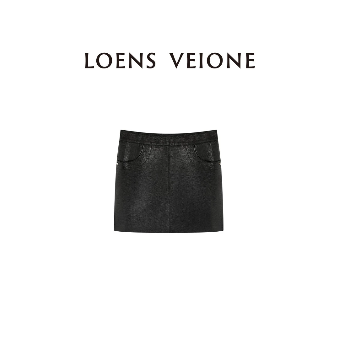 LOENS VEIONE/罗拉【鲲之梦境】意大利100%绵羊皮短裙24CVDF0089N