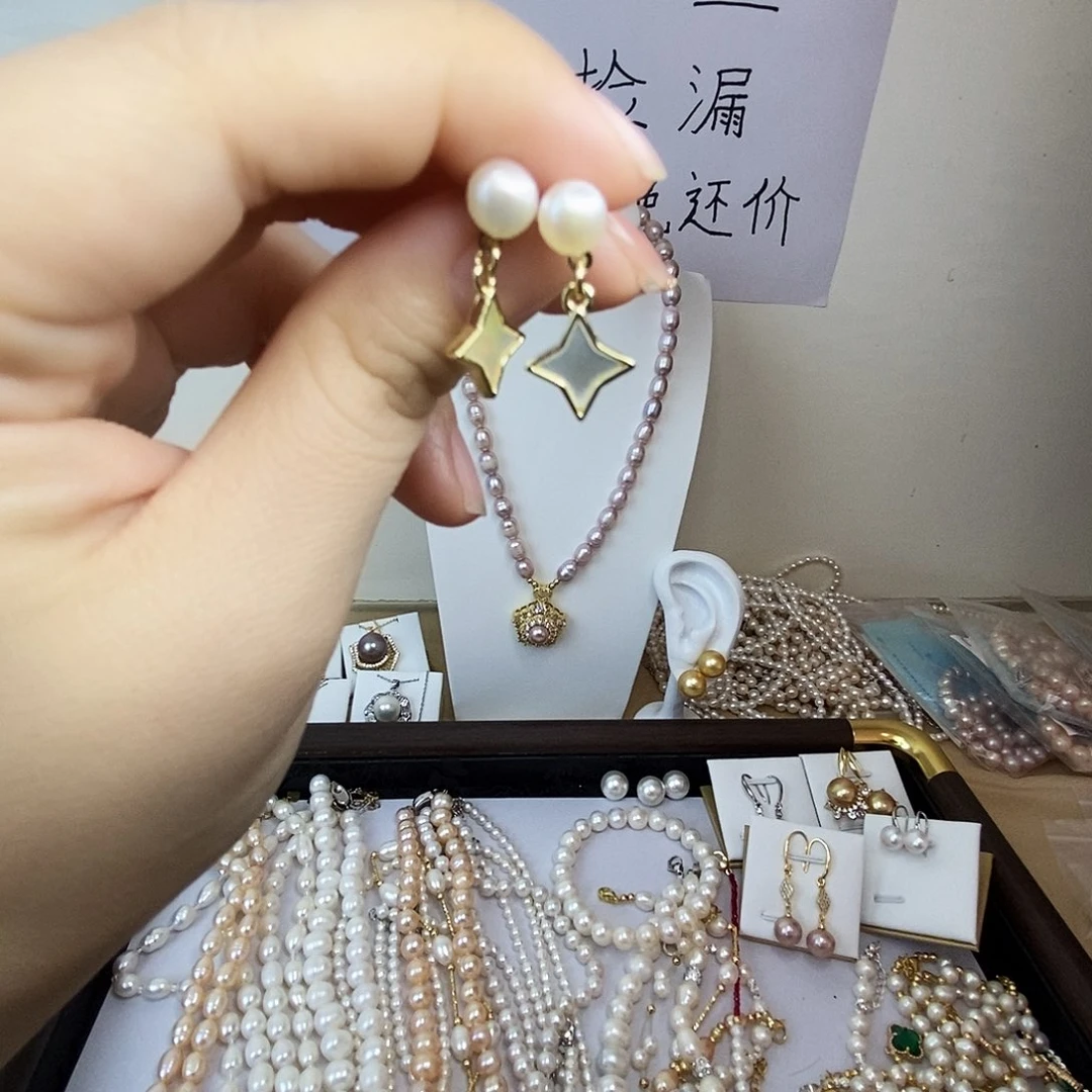 钛钢耳饰淡水珍珠