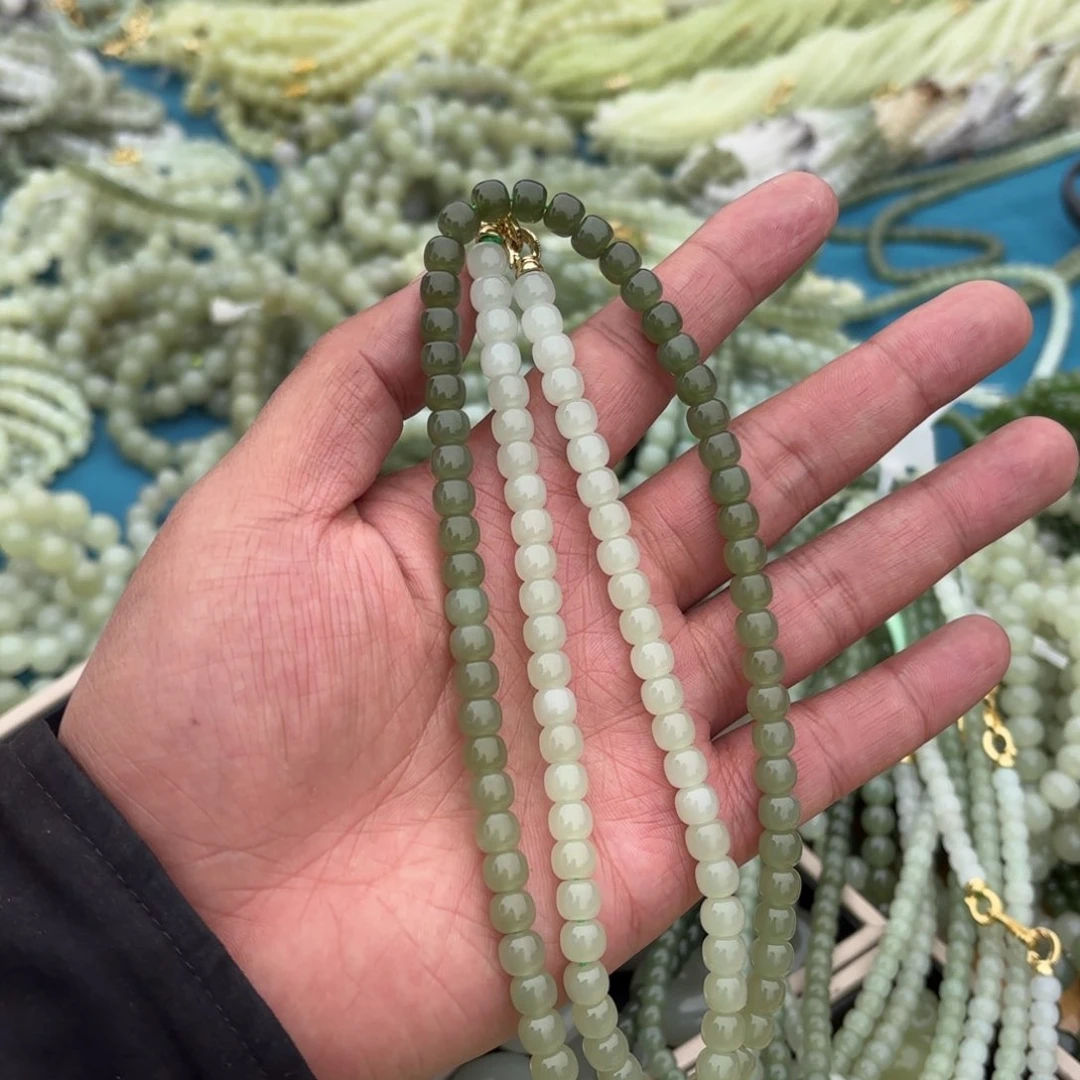 和田玉项链卡6.7老型珠未镶嵌定制不退换