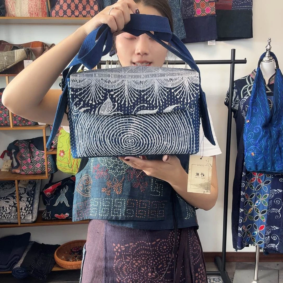 棉无填充物妤然服饰土布刺子绣包