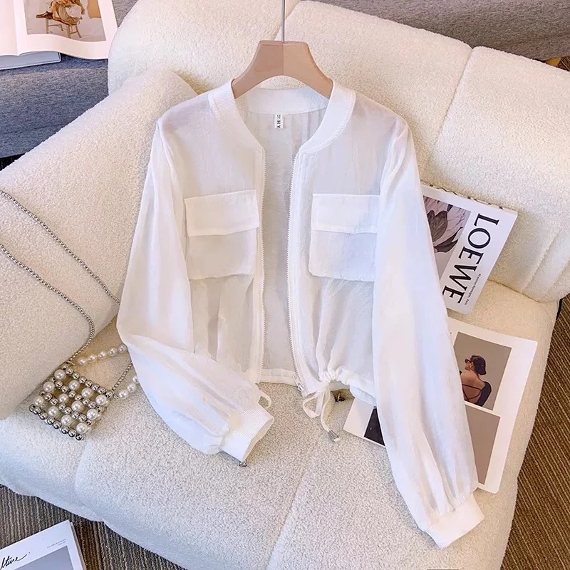 时尚短款防晒衣女2025新款夏季宽松休闲百搭棒球服防晒服外套