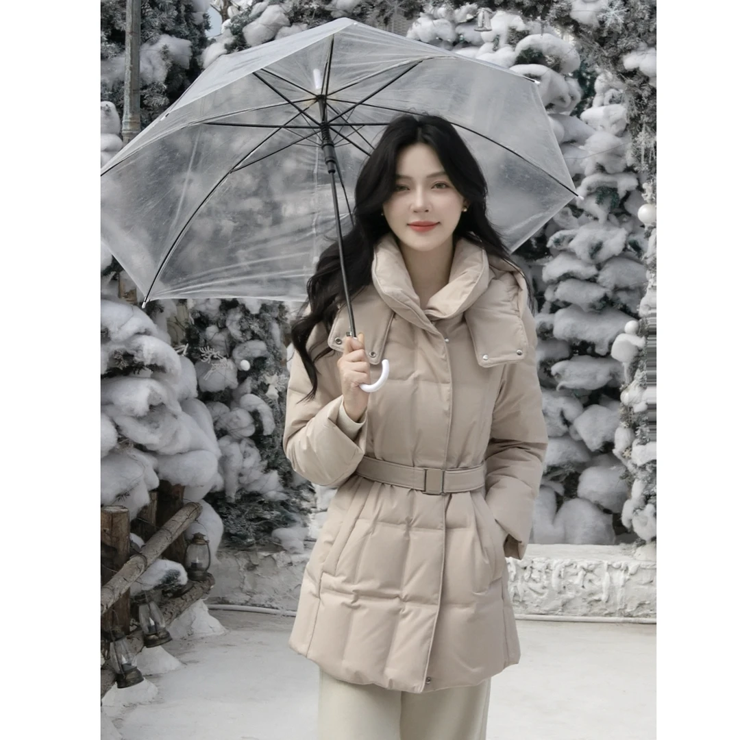 【小蛮腰】波司登25年新款高奢鹅绒90绒保暖连帽厚款羽绒服4148M