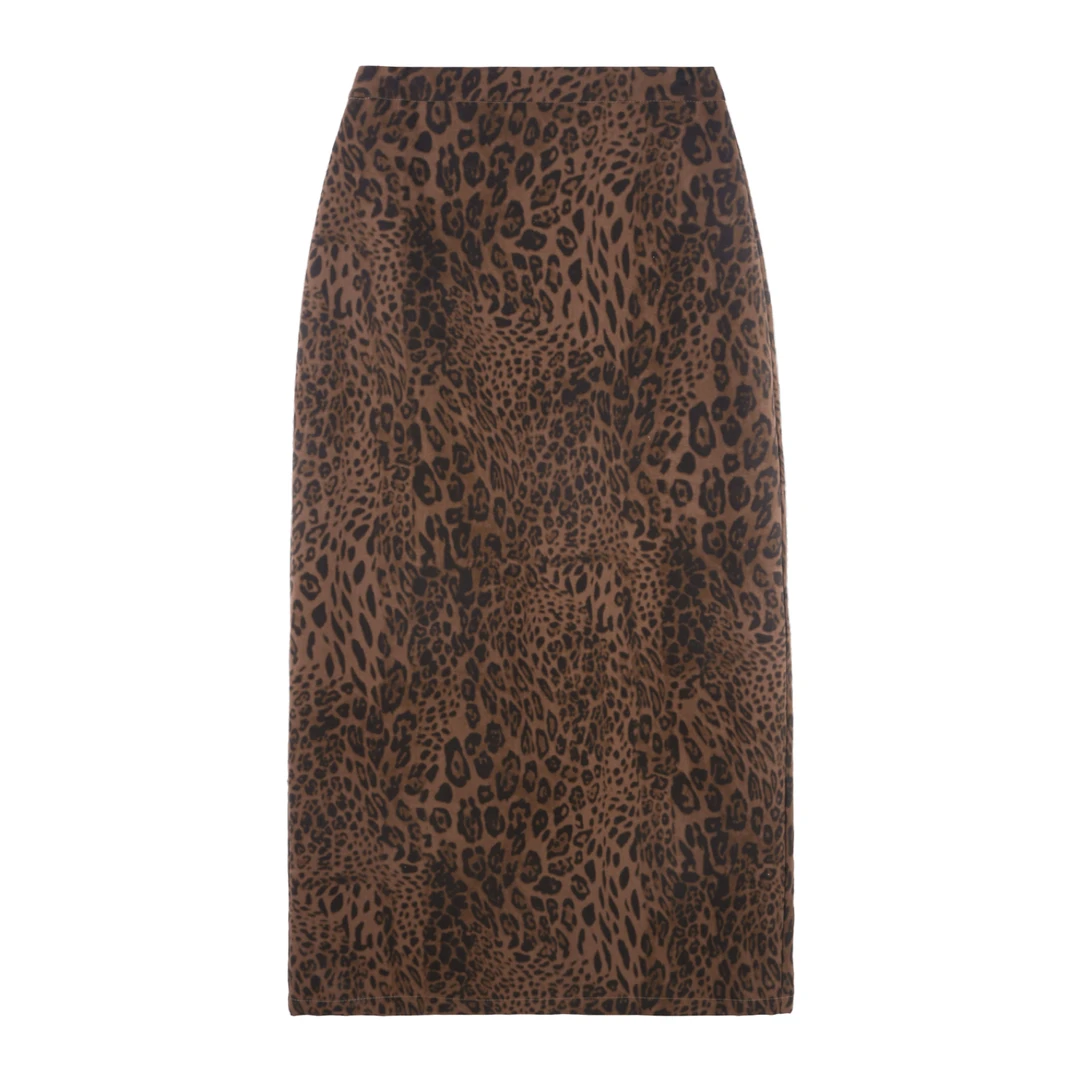 【优雅猎手】加绒加厚御姐风豹纹高腰半身裙包臀中长裙 HBZW800165