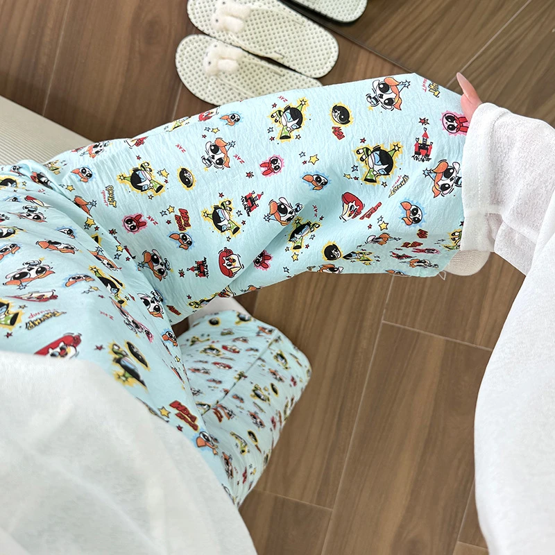 飞天小女警睡裤女夏季韩系慵懒风2025新款云朵棉轻薄凉凉裤休闲裤