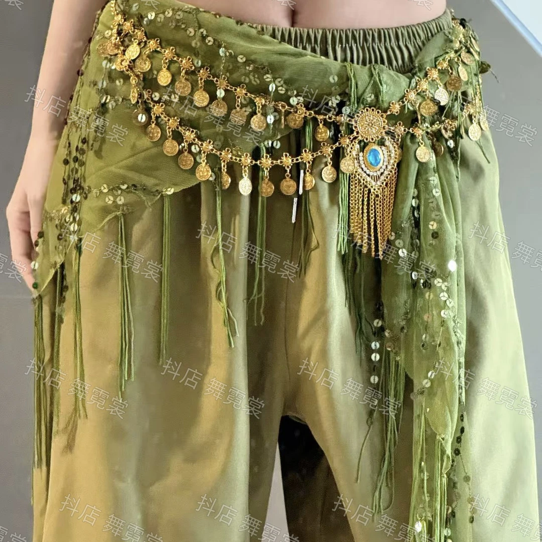 爵士舞配饰新款复古叠穿金币流苏双层个性屁帘肚皮舞腰链街舞腰搭